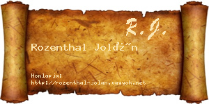 Rozenthal Jolán névjegykártya